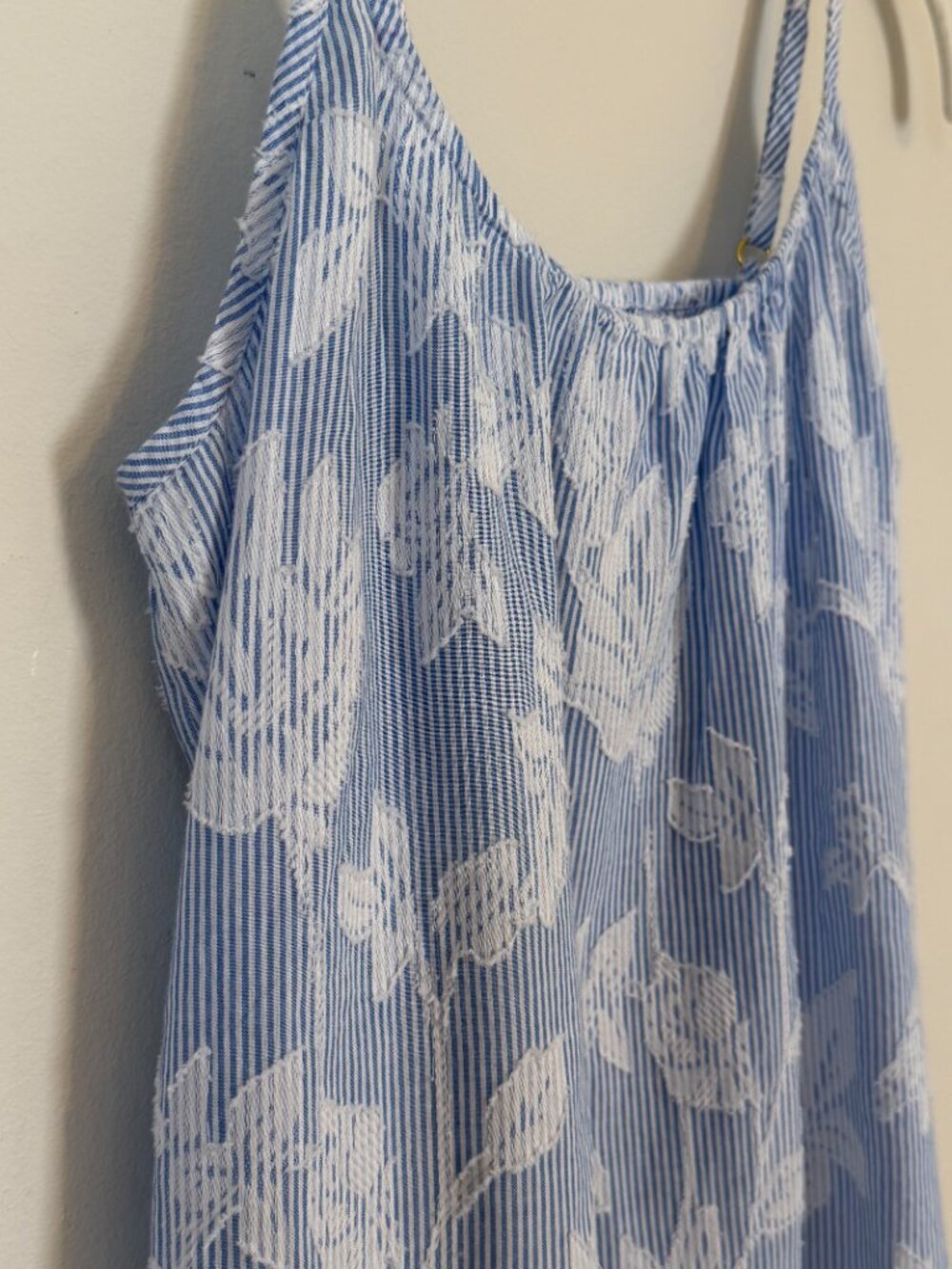 Soma Cotton Striped Floral Jacquard Pajama Cami Small Blue White New With Tags - Picture 13 of 15